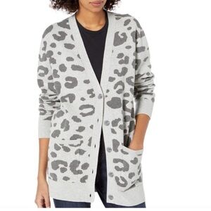 Daily ritual gray leopard print button down cardigan